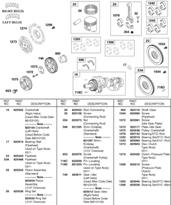 Crankshaft, Piston, Flywheel, Clutch Diagram and Parts List for 580447-0315-XX  Briggs and Stratton Engine